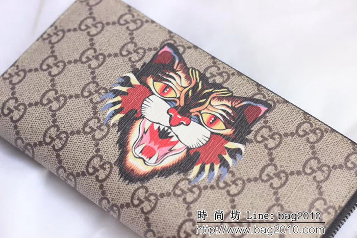 GUCCI古馳 經典款 原廠材料 G家老虎圖案 男士拉鏈長錢包 451273 WTG1830
